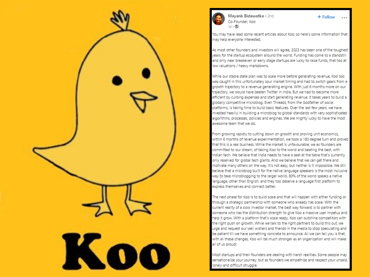 Koo के पास हुई पैसों की कमी! को-फाउंडर बोले- 'आगे बढ़ने के लिए स्ट्रेटेजिक पार्टनर और फंडिंग की जरूरत'