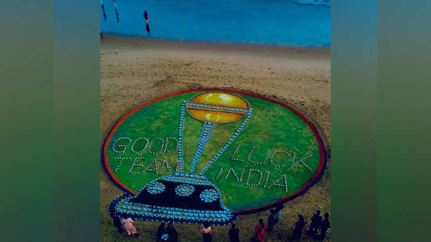 सैंड आर्टिस्ट सुदर्शन पटनायक ने सैंड आर्ट बनाकर भारतीय टीम को दी शुभकामनाएं, लिखा-'गुड लक टीम इंडिया'