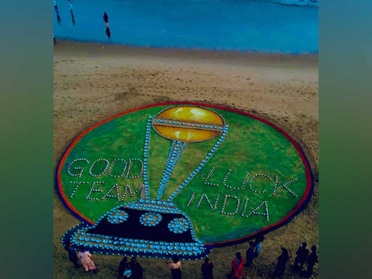 सैंड आर्टिस्ट सुदर्शन पटनायक ने सैंड आर्ट बनाकर भारतीय टीम को दी शुभकामनाएं, लिखा-'गुड लक टीम इंडिया'