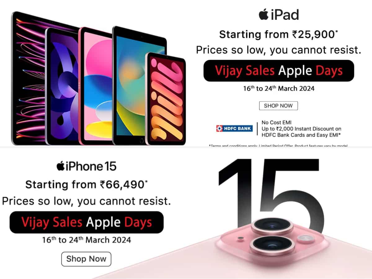 Vijay Sales ने अनाउंस की Apple Days सेल, iPhone 15 सीरीज, iPads से लेकर MacBooks तक पर जबरदस्त छूट