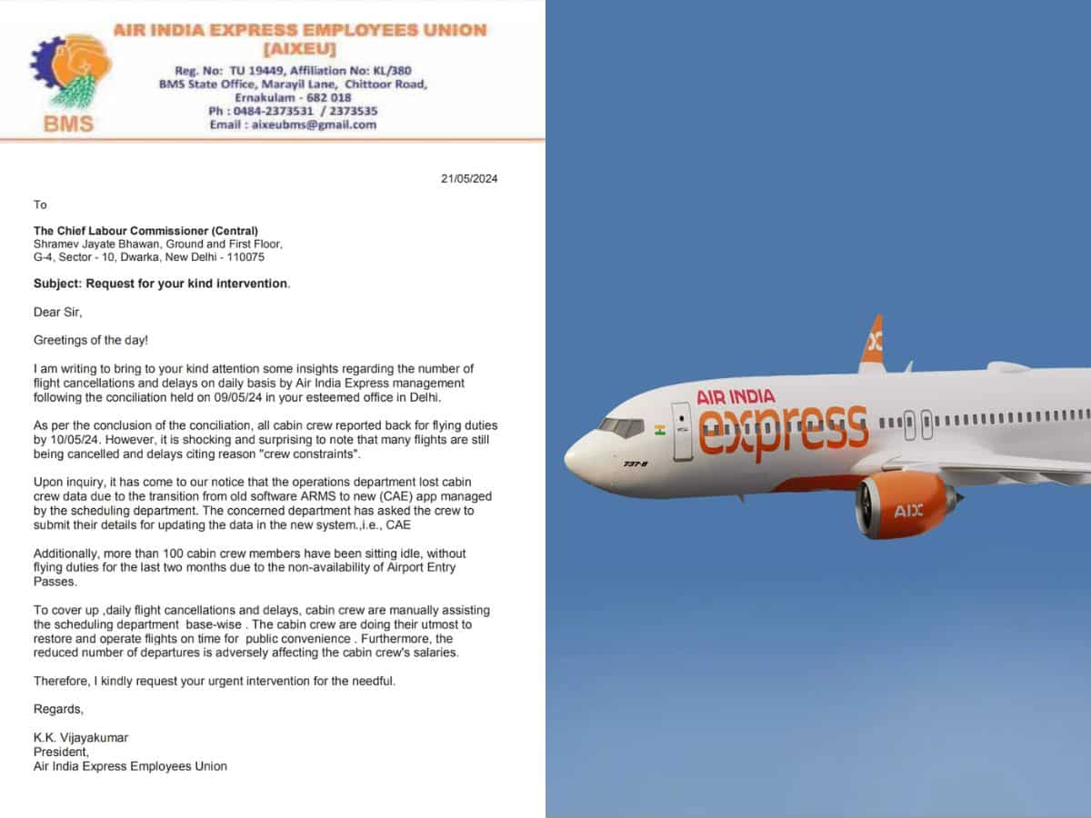 Air India Express यूनियन ने श्रम आयुक्‍त को लिखा दूसरा पत्र, Flight Operational Crisis मामले में हस्‍तक्षेप का अनुरोध