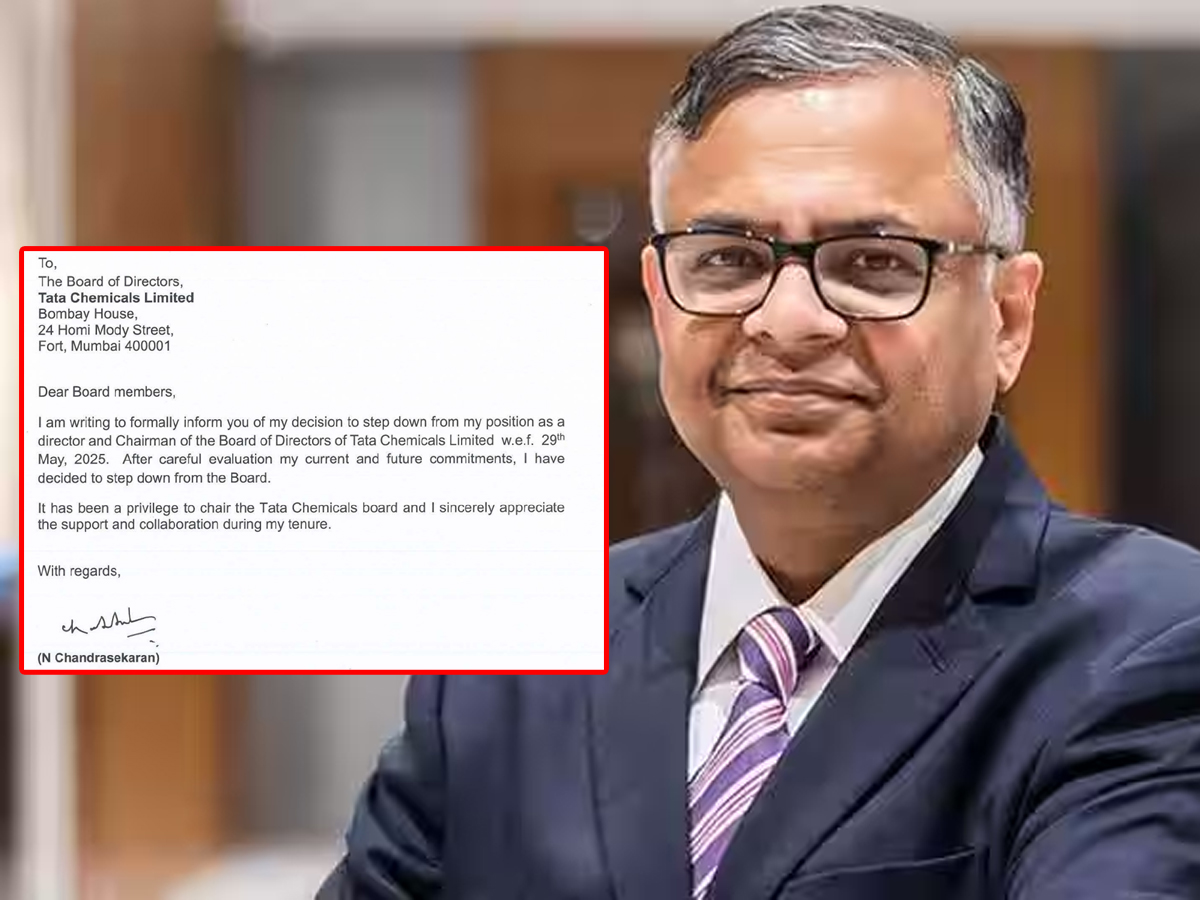 टाटा कैमिकल्स के चेयरमैन और डायरेक्टर पद से एन. चंद्रशेखरन ने दिया इस्तीफा, जानिए अब कौन संभालेगा ये जिम्मेदारी