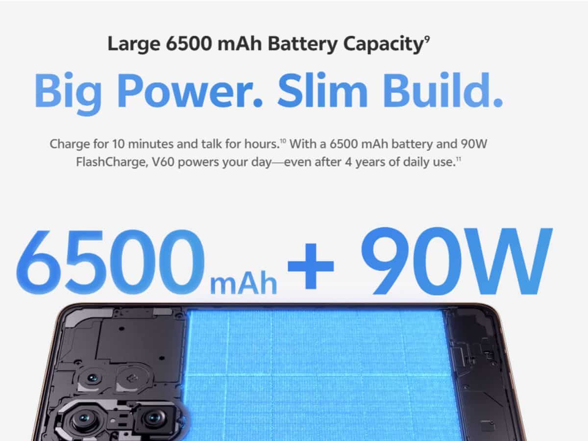 Vivo V60 बैटरी और स्टोरेज
