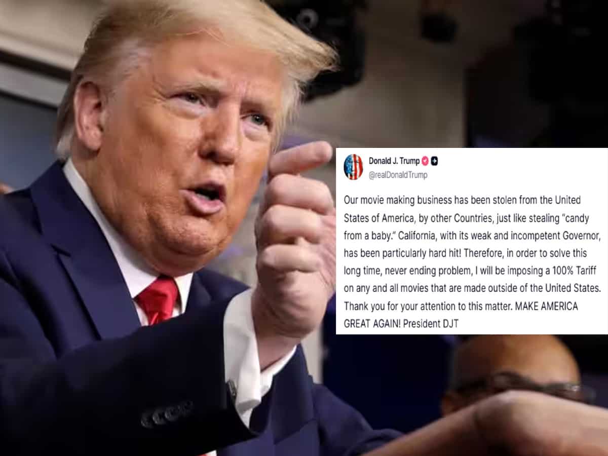 ट्रंप ने US से बाहर बनी फिल्मों पर लगाया 100% टैरिफ, बोले- 'हमसे मूवी बिजनेस ऐसे छीना जैसे बच्चे के हाथ से कैंडी'