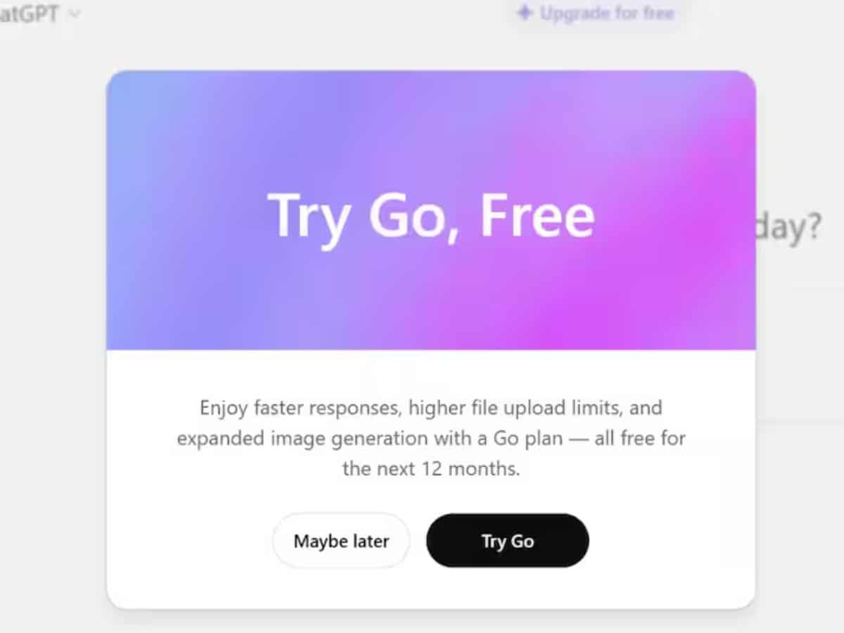 1 साल के लिए ChatGPT Go फ्री में यूज करने का मौका, एक्टिव करने के लिए इन स्टेप्स को करें फॉलो- ये हैं फायदे