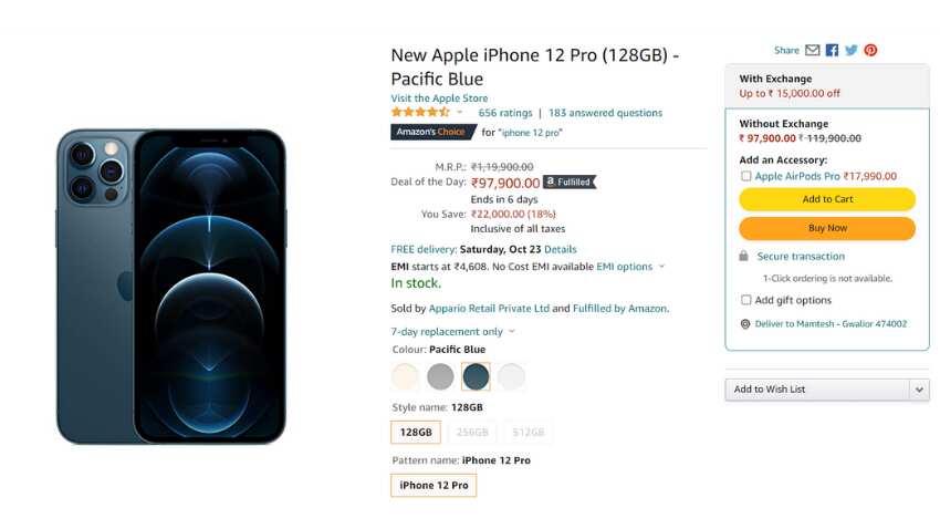 Amazon Great India Festival Sale apple iphone 12 pro at Rs 22,000 on discounted offers Check details here