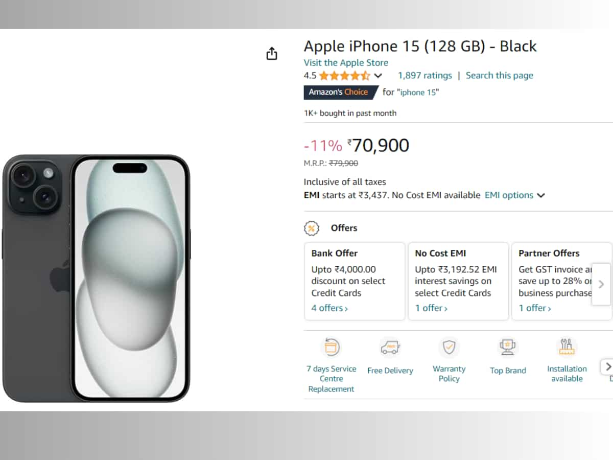 Apple iPhone 15 on huge discount buy at 59,900 on amazon check bank exchange offer specifications