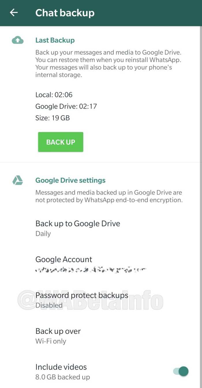 Whatsapp Protect Backup Feature