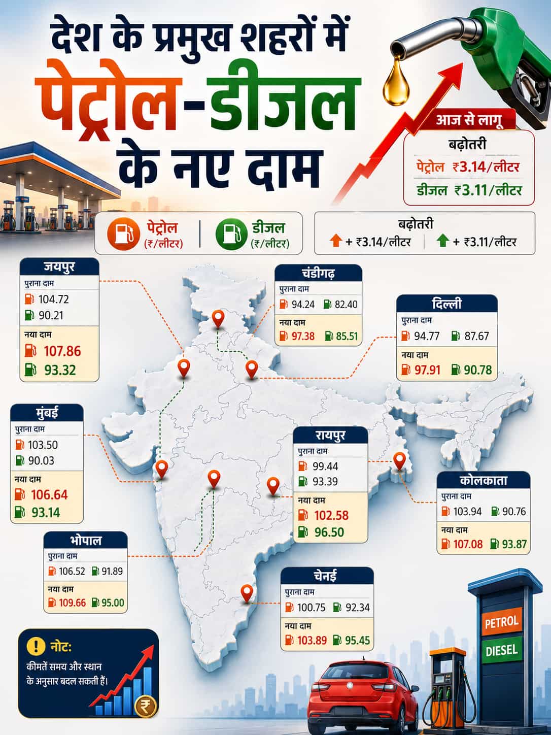 petrol diesel price hike today delhi fuel rate increase petrol diesel mahanga hindi