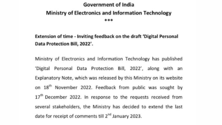 Data Protection Bill Notification