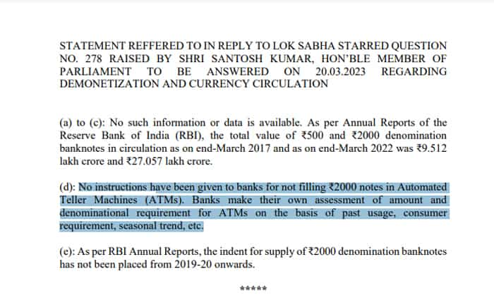 RBI forbids banks from putting ₹2000 notes in ATMs? Reserve bank of India Revealed in the annual report, the Finance Minister told the whole truth in Lok Sabha