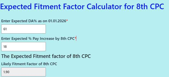 8th pay commission calculator fitment factor salary hike 2025