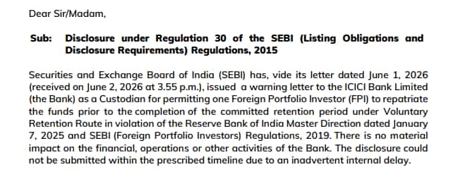 ICICI Bank SEBI Warning