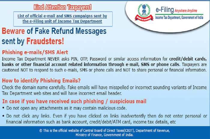 Income tax department alert taxpayers to not open fishing mail link, check out