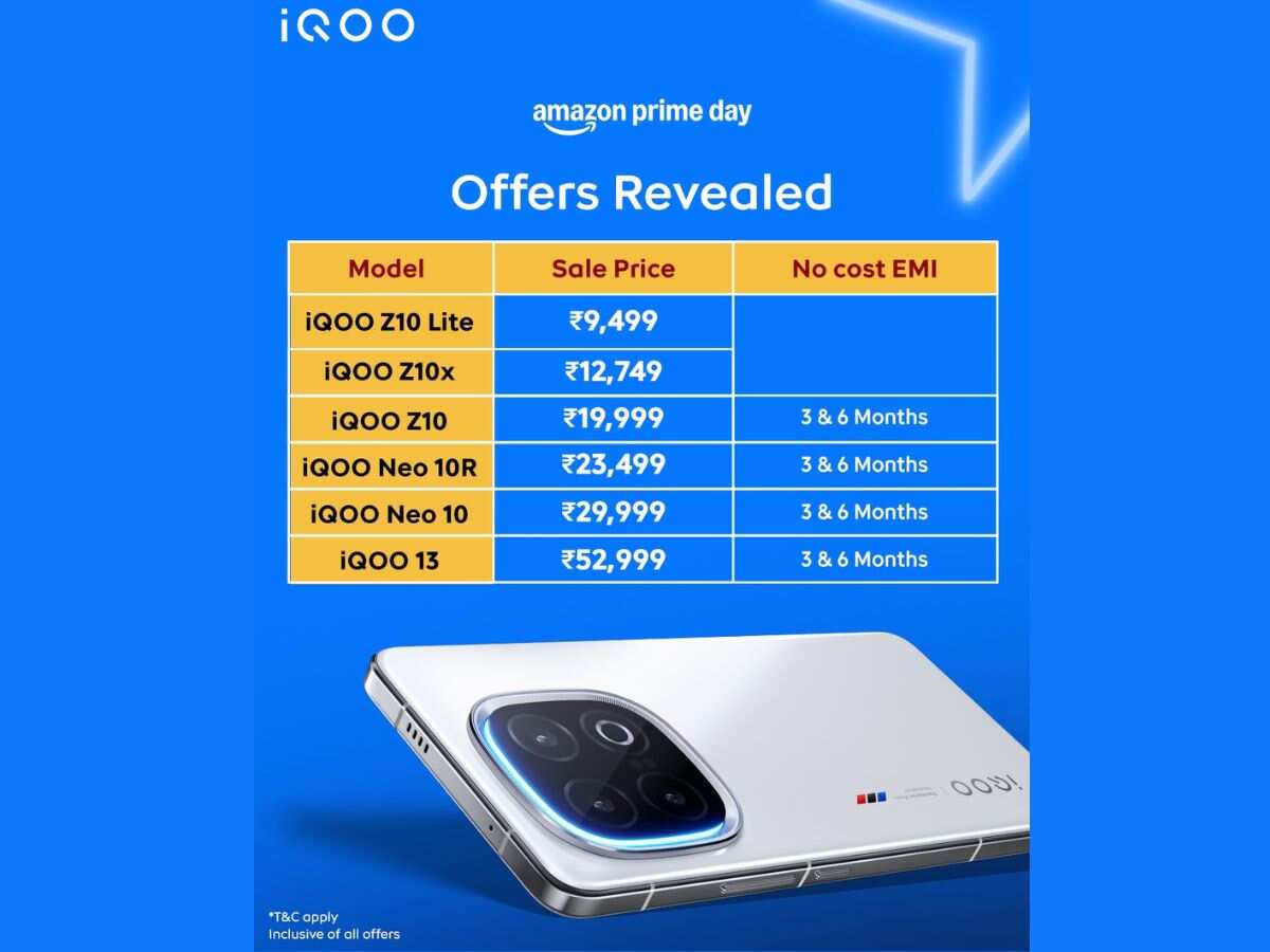 Get huge discount on iqoo Smartphones on amazon prime day sale deals phone price list offers