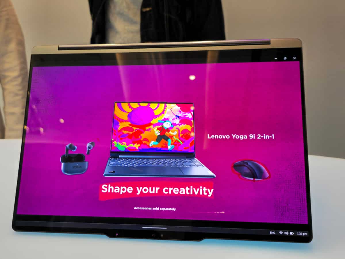 Lenovo Yoga Book 9i Hands On comes with gesture control dual screen wave performance Intel core ultra processor