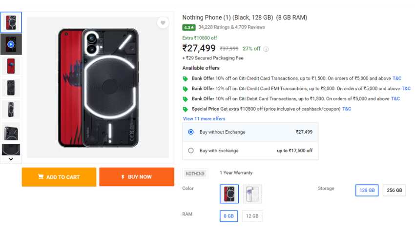 Black Friday Sale Huge discount Flipkart offer Nothing Phone 1 cheapest android 5G Smartphone 50MP Camera 4500mAh Battery 