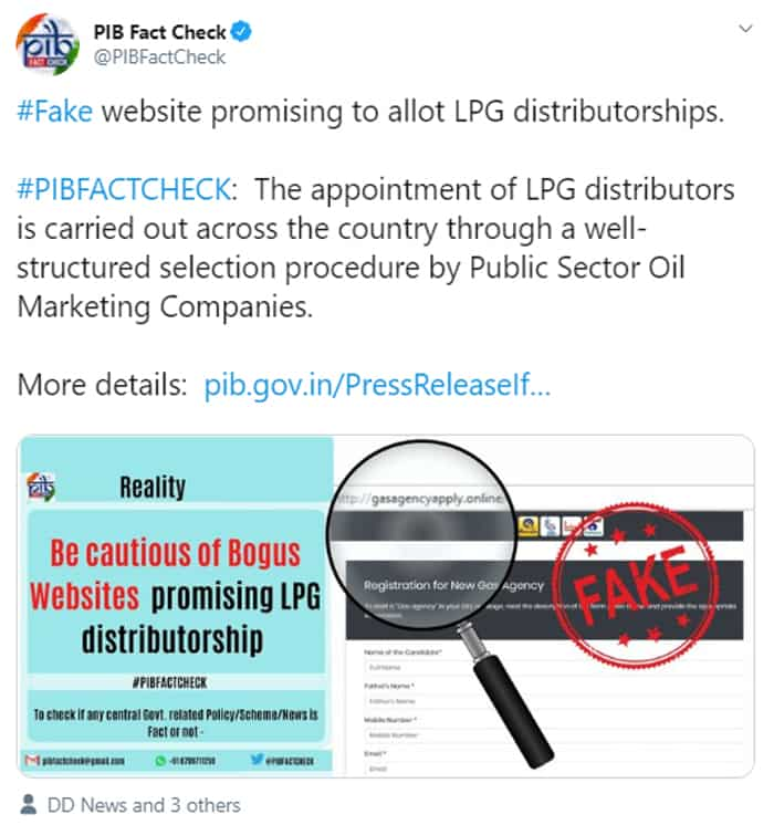 PIB fact check LPG Distributorship