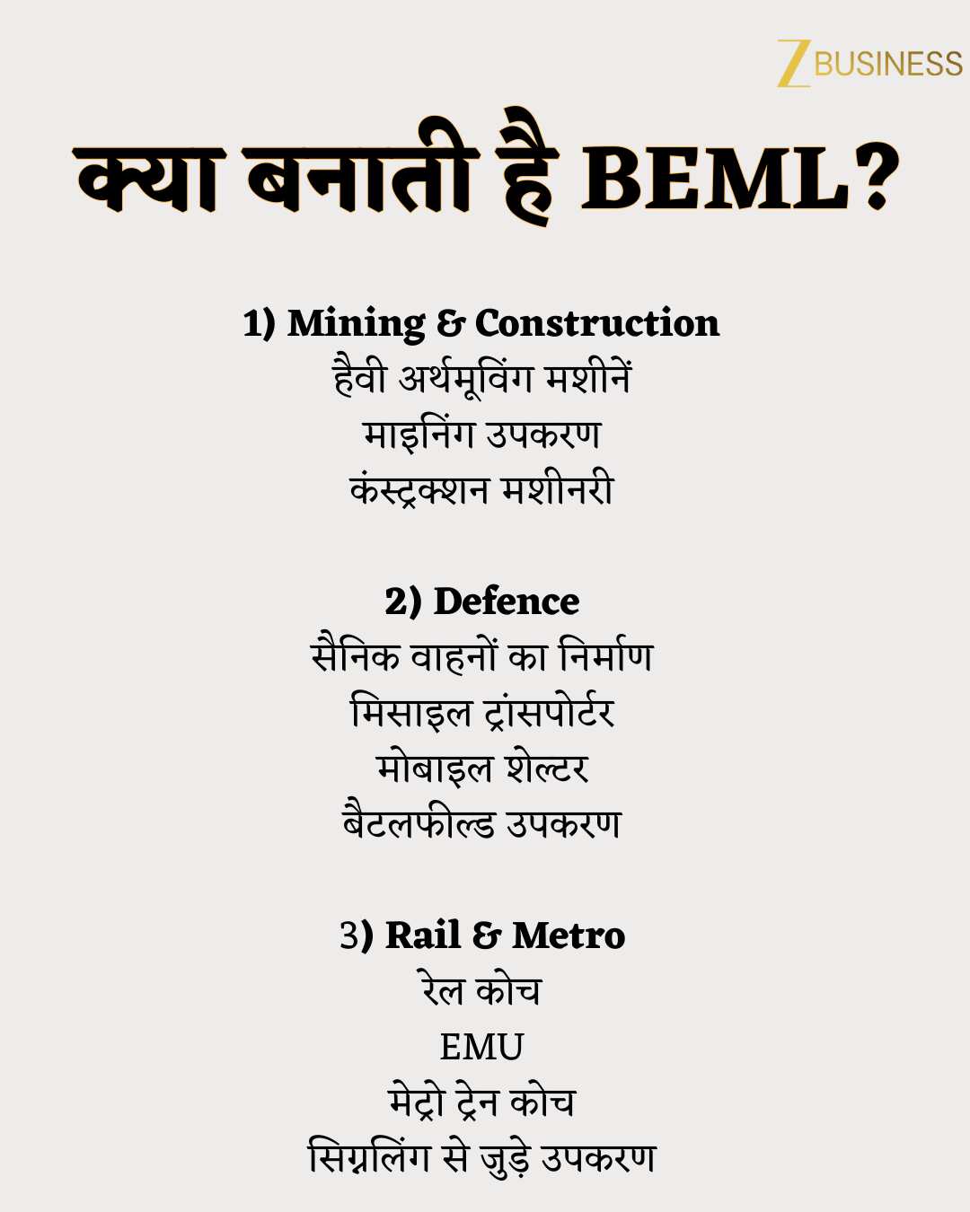 BEML के प्रोडक्ट्स