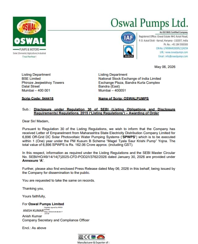 Solar Stock oswal pumps
