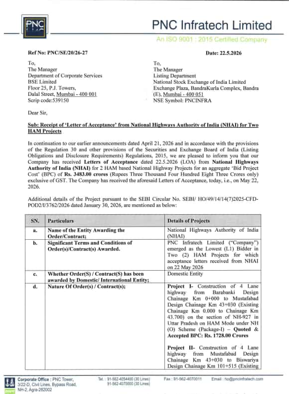 PNC Infratech NHAI Order