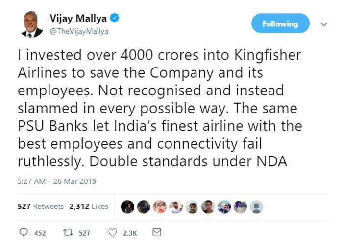Vijay Mallya tweet