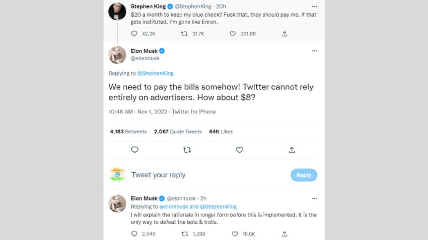 Twitter Blue tick verification ceo elon musk hints at charging $8 for blue tick check update