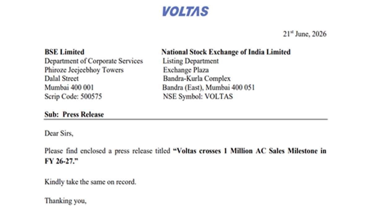 Voltas File टाटा ग्रुप कंपनी Voltas का रिकॉर्डतोड़ प्रदर्शन! सिर्फ 3 महीने में ही ...