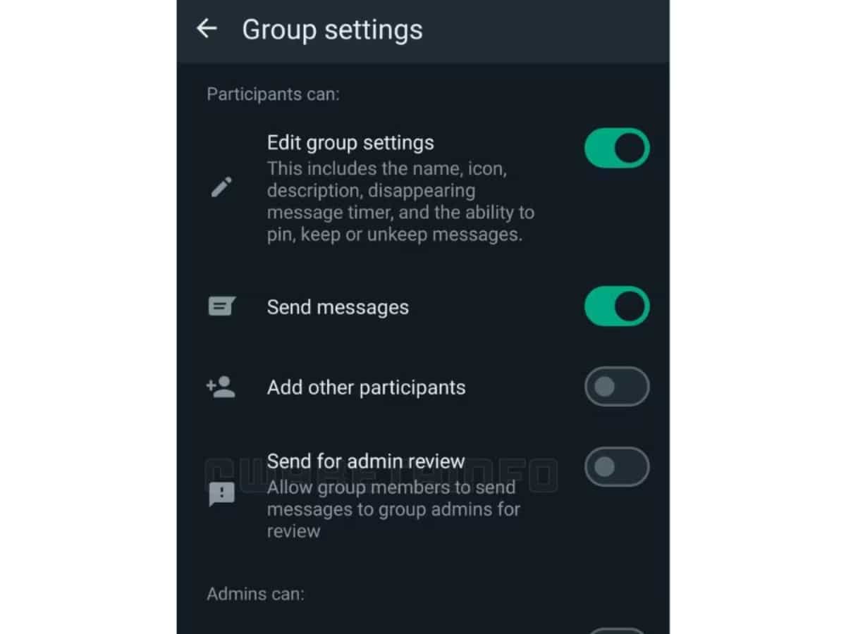 WhatsApp new feature send for Admin review Security feature for group admin