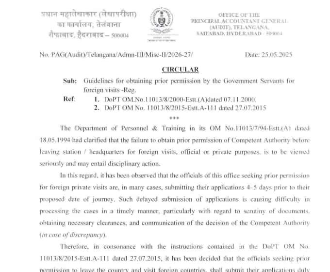 central government employees foreign visit rules prior permission 21 days guidelines
