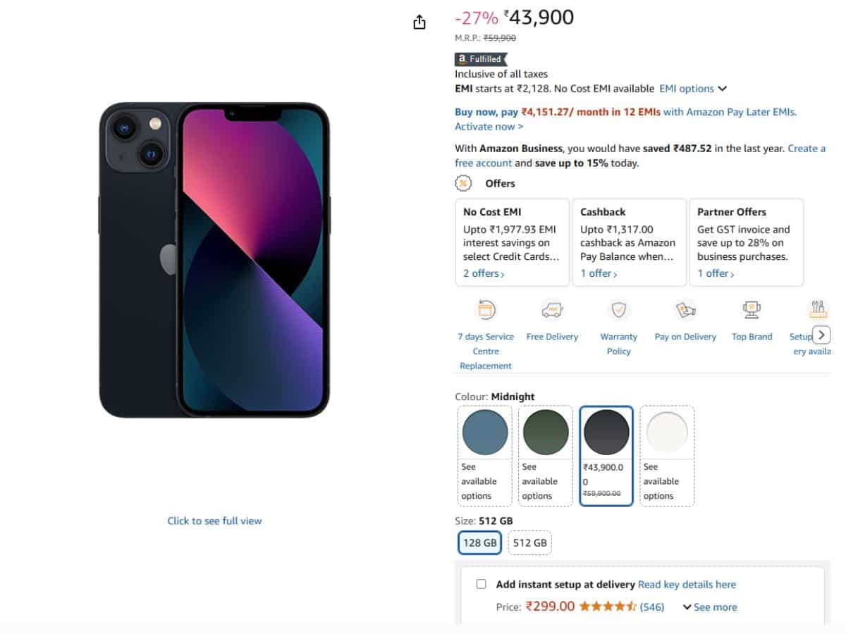 huge discount on iPhone 13 on amazon Get it for just Rs 28,700 with flat 27% off check offers cashback