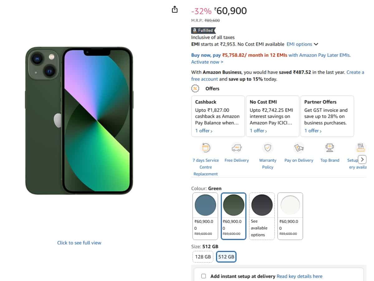 huge discount on iPhone 13 on amazon Get it for just Rs 28,700 with flat 27% off check offers cashback