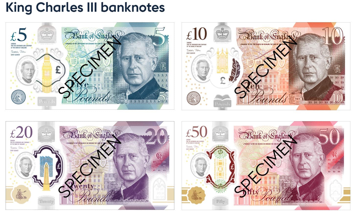 King Charles III banknotes