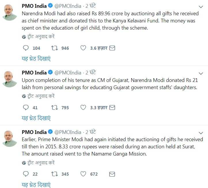 PM Modi donates 21 lakh