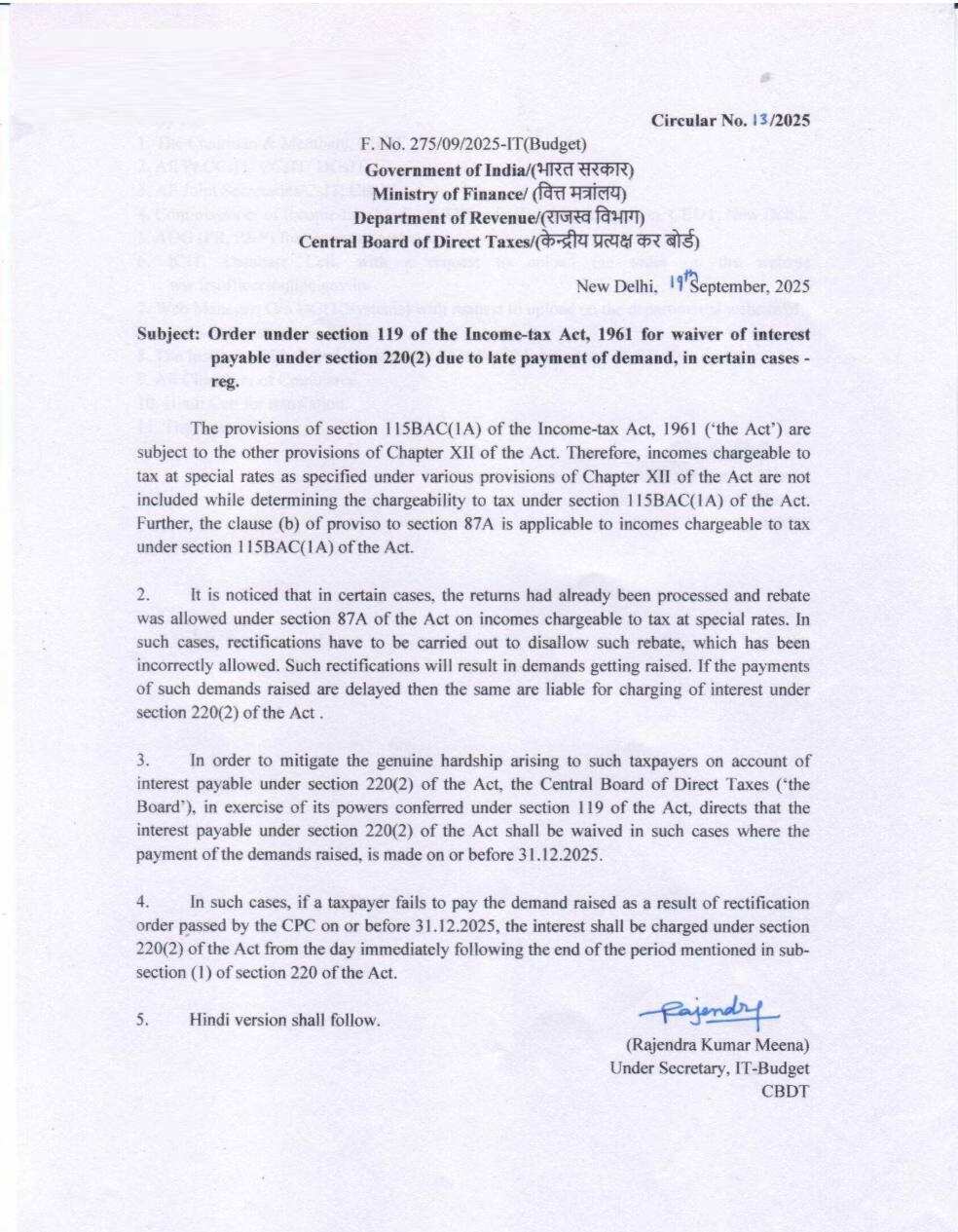 cbdt circular