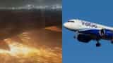 indigo flight engine caught fire during take-off at Delhi airport 184 people aboard the plane narrowly escaped 