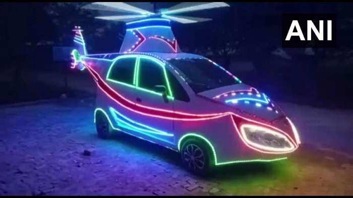 Helicopter Nano azamgarh carpenter converts his Nano car into a replica of a helicopter here you know in pics