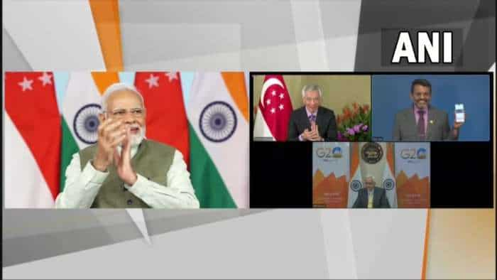 UPI Goes Global PM Modi launches linkage between India's UPI and Singapore's PayNow UPI cross border connectivity service