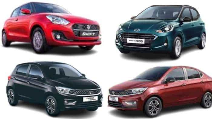 Top 5 CNG cars under 10 Lakh rupees in india including Maruti Suzuki Swift, Hyundai Grand i10 Nios, Tata Tiago iCNG, Tata Tigor, Hyundai Aura