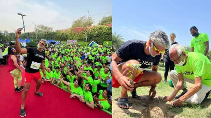 DLF Mall of India 7th anniversery celebration actor milind soman participate in active noida world earth day run