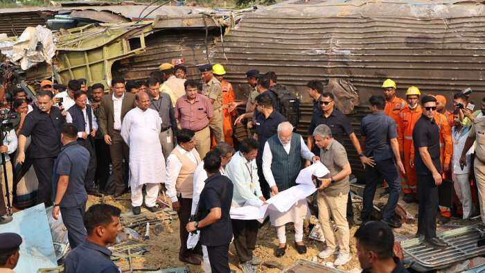 Prime Minister Narendra Modi arrives at the site of BalasoreTrain Accident to take stock of the situation