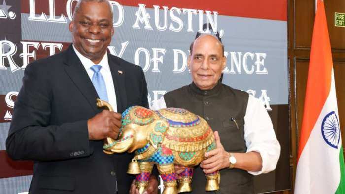 Indian Defence Minister Rajnath Singh US Defence Secy Lloyd Austin hold talks discuss enhancing defence ties