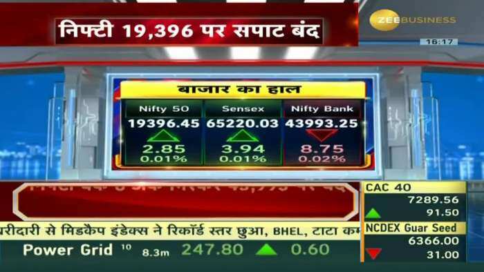 Sensex 65, 200 के पास सपाट बंद