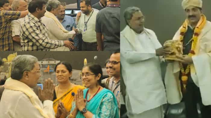 Karnataka CM Siddaramaiah congratulates team of ISRO scientists and ISRO chief S Somanath on the successful landing of Chandrayaan-3