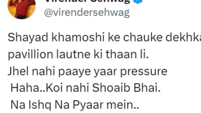 ind vs pak virender sehwag trolls shoaib akhtar na ishq na pyaar mein jo maza 8 0 ki haar mein virender sehwag taunts shoaib akhtar on social media