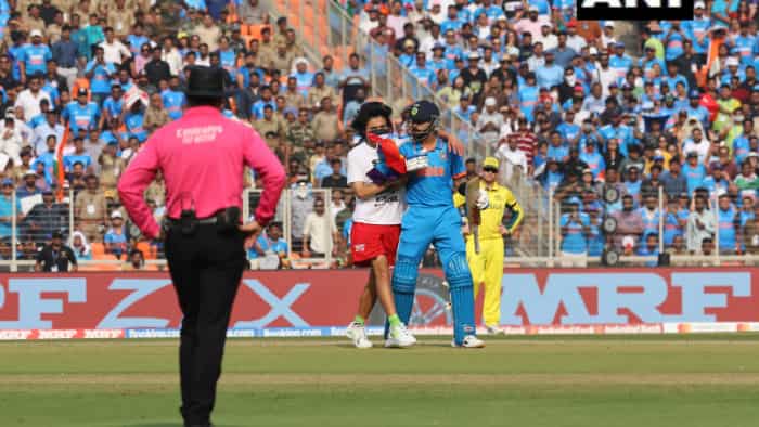 Security breach during the India versus Australia ICC World Cup 2023 Final match, in Ahmedabad after a fan entered the field to meet Virat Kohli