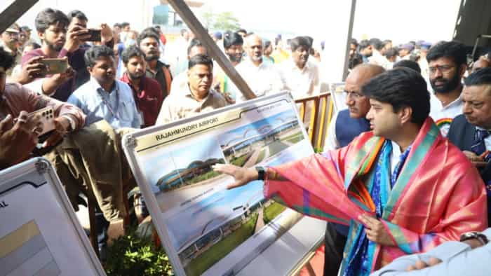 scindia lays foundation stone of new terminal at rajahmundry airport