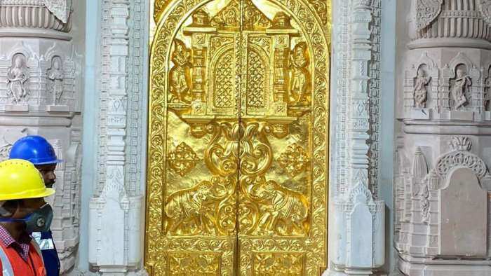 Ram Mandir Consecration Visual of the golden door of Ram temple in Ayodhya 13 more doors will be installed in the coming 3 days