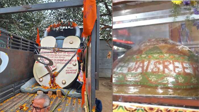 Worlds largest lock 1265 kg laddoo Prasad arrive in Ayodhya as Ram Temple Pran Pratishtha approaches