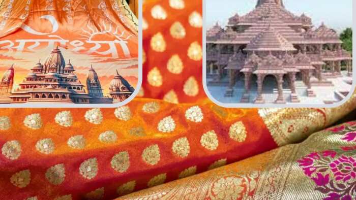 Ram temple themed Banarasi sarees demand increased across the country sarees feature designs of ram mandir shree ram inscriptions 